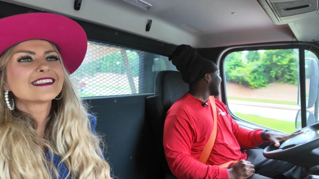 Stefanie Couch riding along in a truck